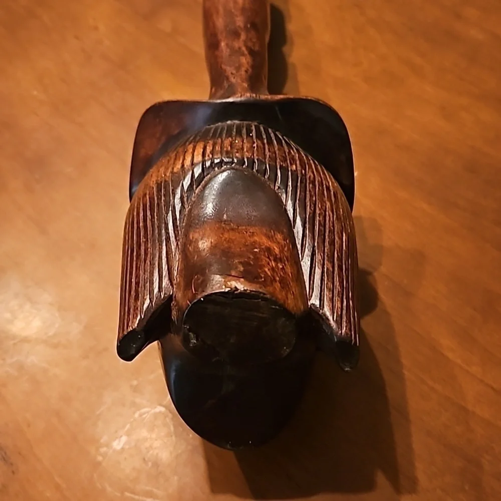 Vintage Tribal Carved Man Face Wood Dipper Pot Candle Wall Sconce